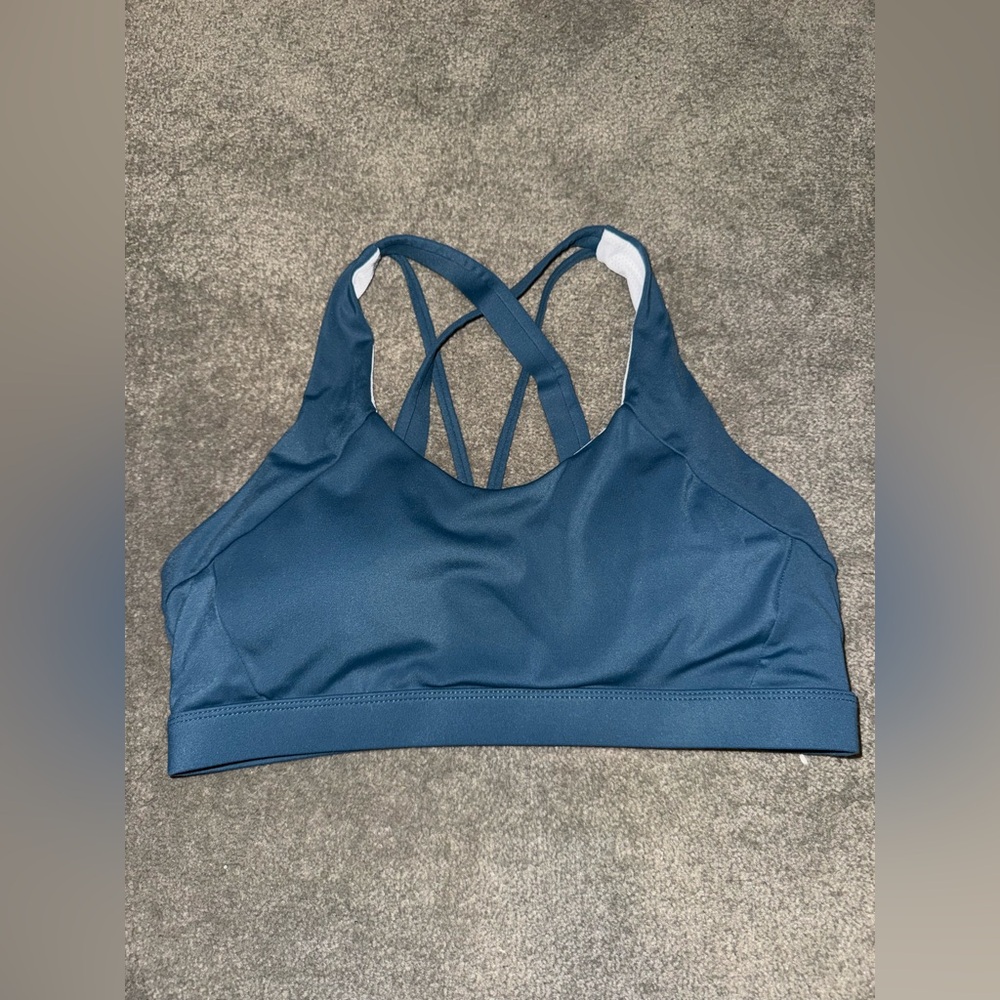 Women's Blue Strappy Sports Bra - Large